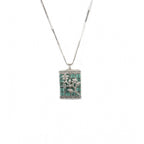 Women's Brass Silver Plated Pendant Set (Turquoise)