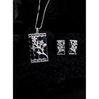 Women's Brass Silver Plated Pendant Set (Blue)