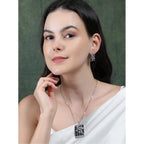 Women's Brass Silver Plated Pendant Set (Blue)