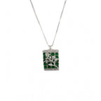 Women's Brass Silver Plated Pendant Set (Green)