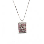 Women's Brass Silver Plated Pendant Set (Pink)