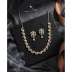 Women's Brass Silver Plated Necklace set (Silver)