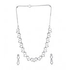 Women's Brass Silver Plated Necklace set (Silver)