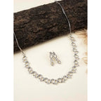Women's Brass Silver Plated Necklace set (Silver)