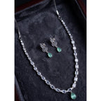 Women's Brass Silver Plated Necklace set (Turquoise)