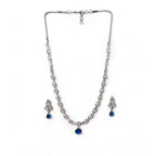 Women's Brass Silver Plated Necklace set (Blue)