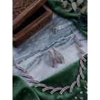 Women's Brass Silver Plated Necklace set (Pink)