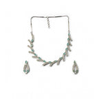 Women's Brass Silver Plated Necklace set (Turquoise)