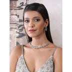Women's Brass Silver Plated Necklace set (Turquoise)