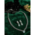 Women's Brass Silver Plated Necklace set (Turquoise)