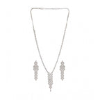 Women's Brass Silver Plated Necklace set (Silver)