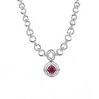 Women's Brass Silver Plated Necklace set (Red)