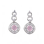Women's Brass Silver Plated Necklace set (Pink)