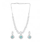 Women's Brass Silver Plated Necklace set (Turquoise)