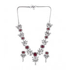 Women's Brass Silver Plated Necklace set (Red)