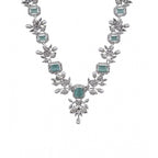Women's Brass Silver Plated Necklace set (Turquoise)