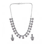 Women's Brass Silver Plated Necklace set (White)