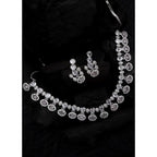 Women's Brass Silver Plated Necklace set (White)