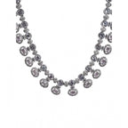 Women's Brass Silver Plated Necklace set (White)