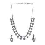 Women's Brass Silver Plated Necklace set (Turquoise)