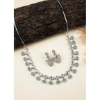 Women's Brass Silver Plated Necklace set (Turquoise)