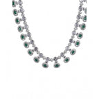 Women's Brass Silver Plated Necklace set (Green)
