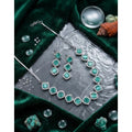 Women's Brass Silver Plated Necklace set (Turquoise)