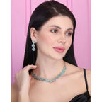 Women's Brass Silver Plated Necklace set (Turquoise)