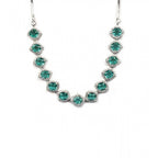 Women's Brass Silver Plated Necklace set (Green)