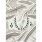 Women's Brass Silver Plated Necklace set (Green)