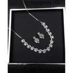 Women's Brass Silver Plated Necklace set (Turquoise)