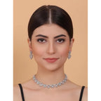 Women's Brass Silver Plated Necklace set (Multicolor)