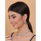 Women's Brass Silver Plated Necklace set (Multicolor)