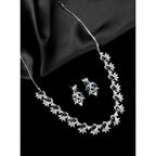 Women's Brass Silver Plated Necklace set (Blue)