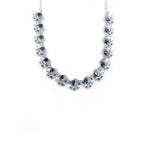 Women's Brass Silver Plated Necklace set (Blue)