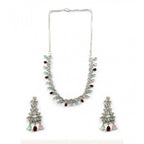 Women's Brass Silver Plated Necklace set (Multicolor)