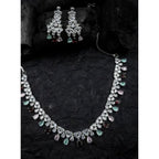 Women's Brass Silver Plated Necklace set (Multicolor)