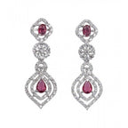 Women's Brass Silver Plated Necklace set (Red)