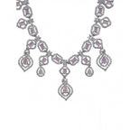 Women's Brass Silver Plated Necklace set (Pink)