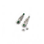 Women's Brass Silver Plated Necklace set (Green)