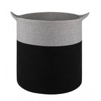 Cotton 12x14 Inch-1 Pcs Storage Basket For Clothes With Out Lid (Gray-Black)