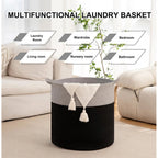 Cotton 12x14 Inch-1 Pcs Storage Basket For Clothes With Out Lid (Gray-Black)