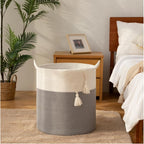 Cotton 12x14 Inch-1 Pcs Storage Basket For Clothes With Out Lid (Gray-White)