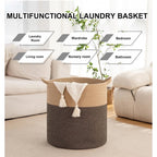 Cotton 12x14 Inch - Mix Storage Basket For Clothes With Out Lid (Dark-Brown)