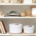 Cotton 3 Pcs Set Roti Box Storage Basket With Lid (White)