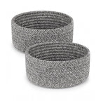 Cotton 8x3 Inch Kidi Round 2 Set Bedside Organizer With Out Lid (Black)