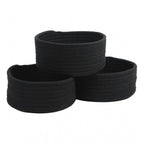Cotton 8x3 Inch Round 3 Set Bedside Organizer With Out Lid (Black)