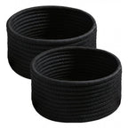 Cotton 8x3 Inch Round 3 Set Bedside Organizer With Out Lid (Black)