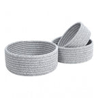Cotton 8x3 Inch Kidi Round 3 Set Bedside Organizer With Out Lid (Gray)