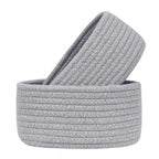 Cotton 8x3 Inch Round 2 Set Bedside Organizer With Out Lid (Gray)